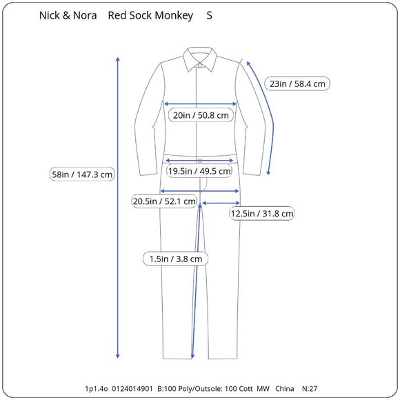 Nick & Nora Red Sock Monkey Pajamas Womens S Footie Unionsuit PJs Costume Solid - Picture 9 of 9